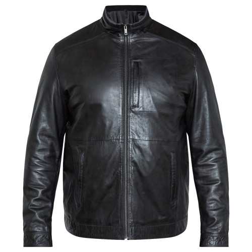detail Bunda North Black Leather